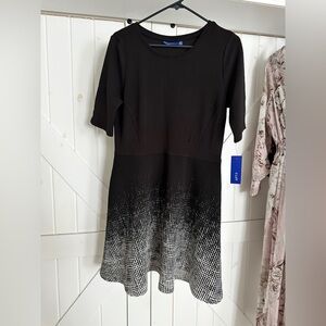 Apt. 9 Black to White Ombre Dot Fit & Flare Midi Dress